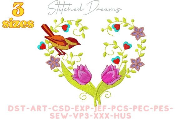 Bird and Flowers: A Heartfelt Embroidery Design for Real Projects