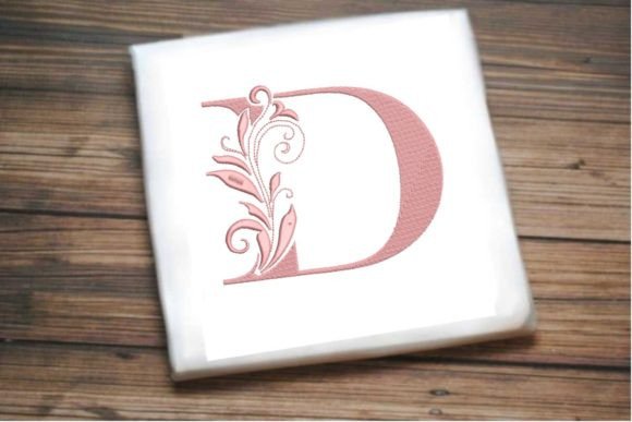 Elegant Floral Alphabet Letter D for Boutique Sweatshirt Embroidery