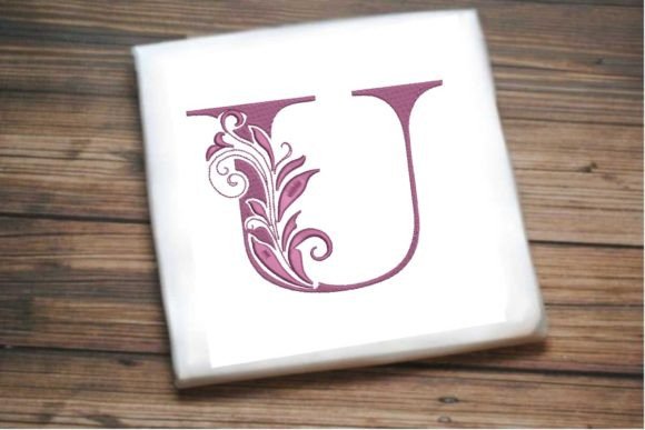 Elegant Floral Alphabet Letter U for Embroidery Creations