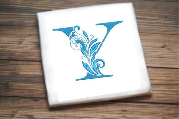 Elegant Floral Alphabet Letter Y for Real-World Embroidery Projects