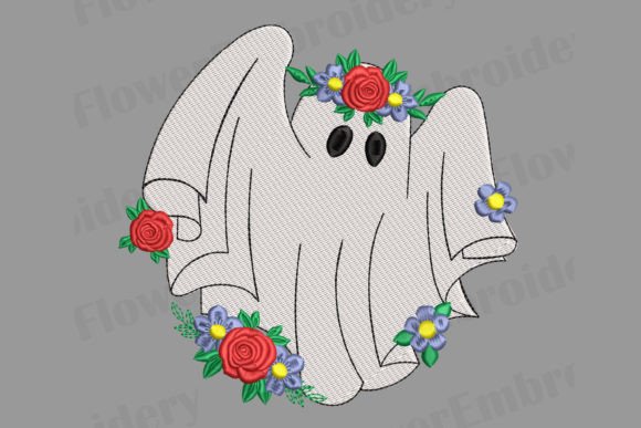 Floral Ghost: A Whimsical Embroidery Design for Seasonal Creations