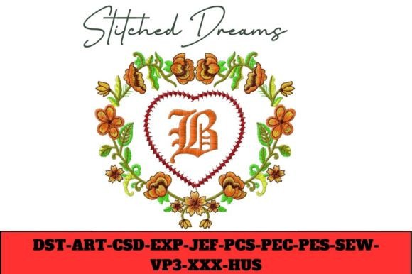 Floral Heart Letter B: A Versatile Embroidery Design