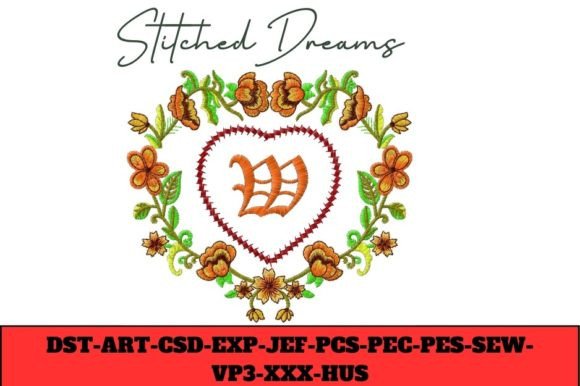 Floral Heart Letter W Review for Boutique Embroidery Projects