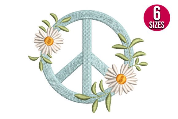 Floral Peace Sign: A Vibrant Embroidery Design for Craft Fairs