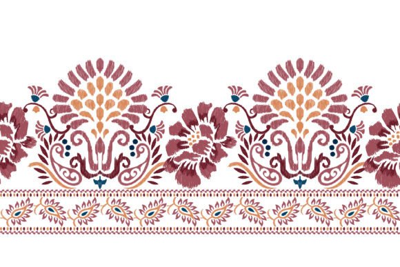 Ikat Floral Paisley Pattern Embroidery