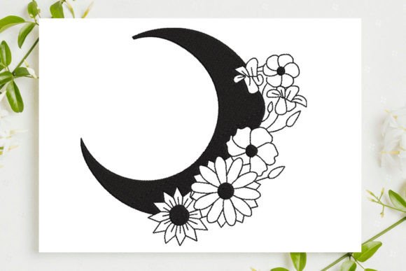 Moon with Flower: A Graceful Embroidery Design for the Right Projects